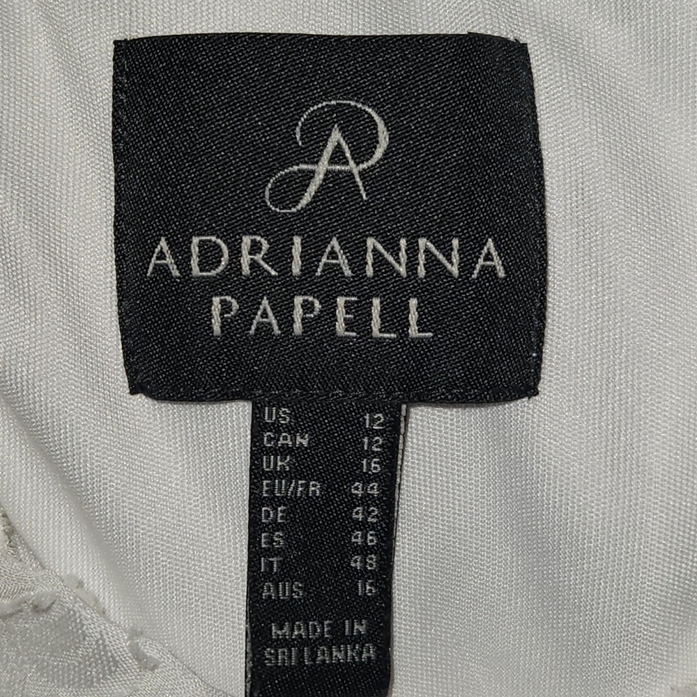 Adrianna Papell Dress Lacy Ivory Size 12 Lined Boho Embroidered Overlay Midi - Picture 2 of 16